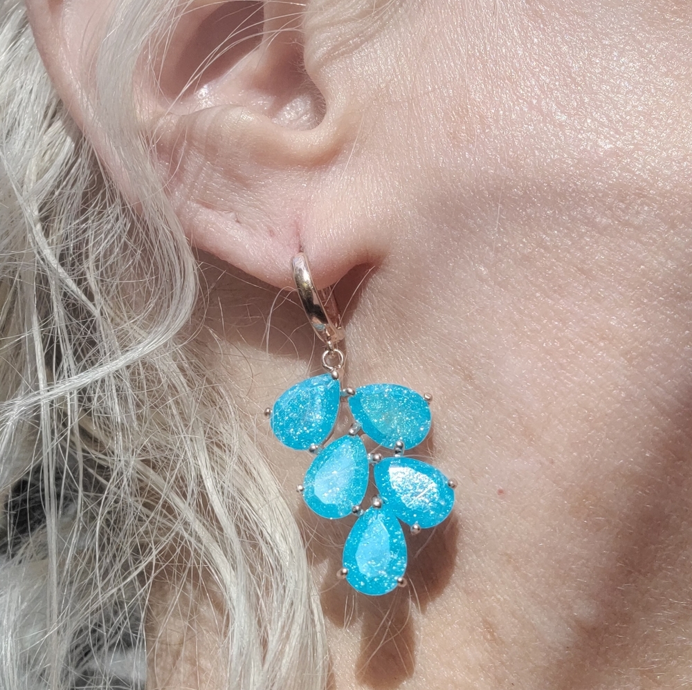 Aquamarine chandelier & rose gold earrings